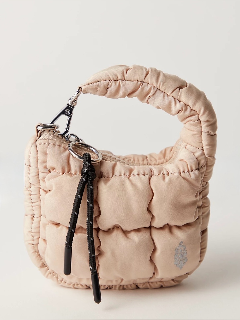 Free People Movement Quilted Wristlet Micro Pouch Mineral/Ivory Zipper NWT
